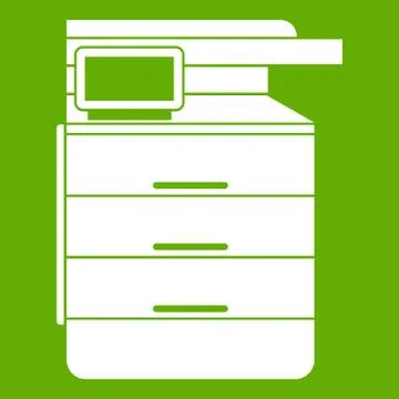 Multipurpose device, fax, copier and scanner icon green Stock Illustration
