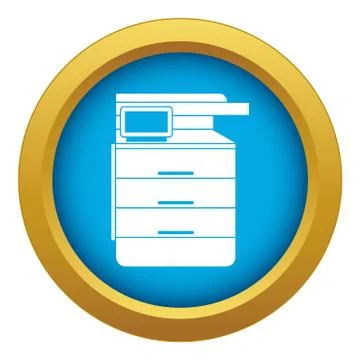 Multipurpose device, fax, copier and scanner icon blue vector isolated Stock Illustration