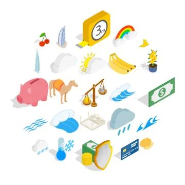 Multipurpose icons set, isometric style Stock Illustration