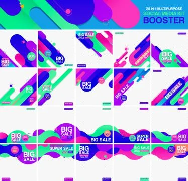 Multipurpose social media kit booster Stock Illustration