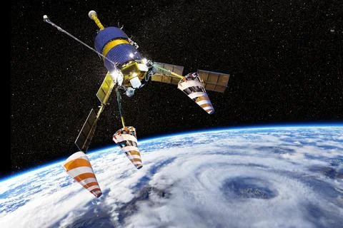 Multipurpose space communications satellite Stock Illustration