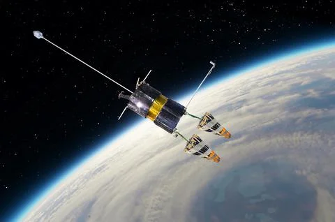 Multipurpose space communications satellite Stock Illustration