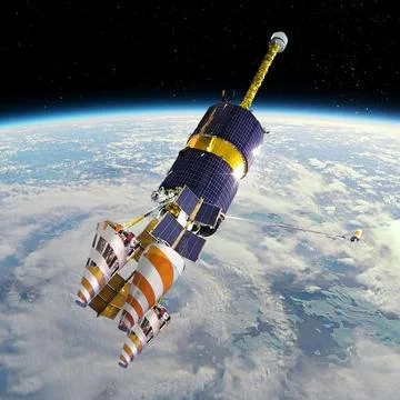 Multipurpose space communications satellite Stock Illustration