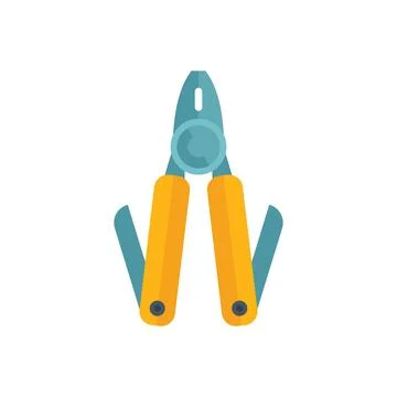 Multipurpose tool icon flat vector. Knife multitool Stock Illustration