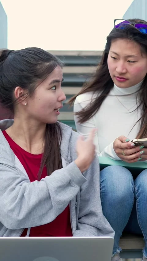 Multiracial college students preparing a group work presentation on laptop. Stock Footage 251025219
