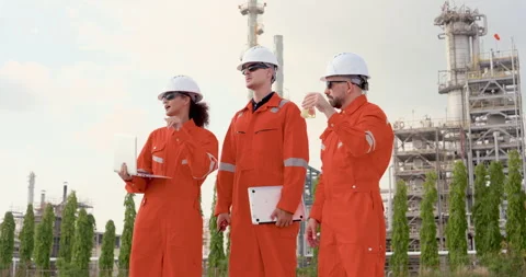 Multiracial female engineer checks laptop while two male technicians review Stock Footage 344394559