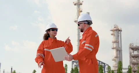 Multiracial female engineer gestures with laptop toward male supervisor during Stock Footage 337392023