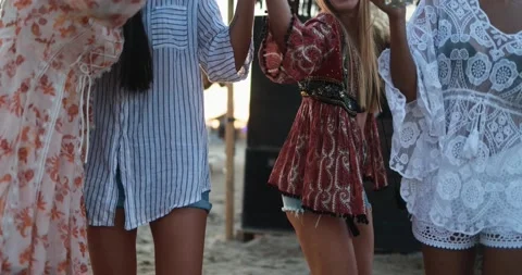 Multiracial friends having fun dancing together outdoor at beach party Stock Footage 199235514