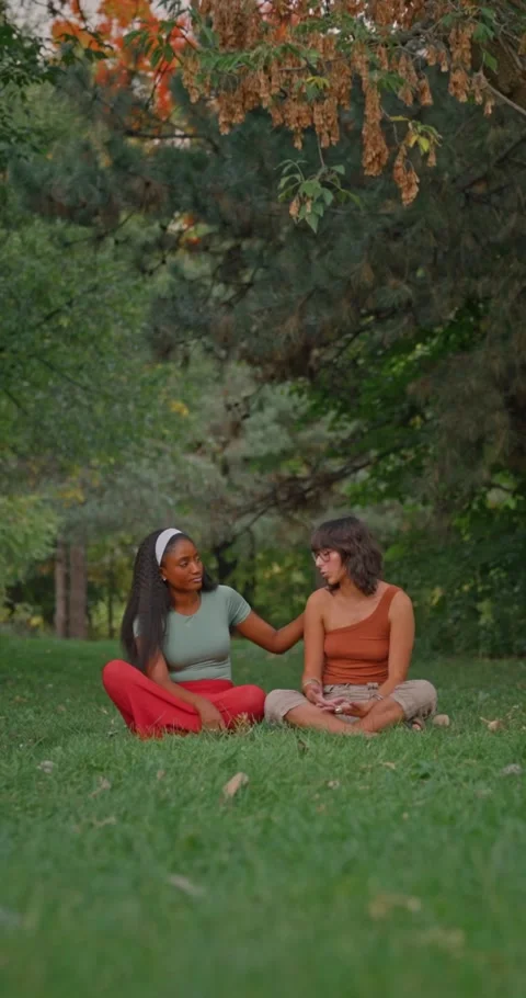 Multiracial Friends Sharing Deep Conversation and Sincere Hug in Nature 스톡 동영상 331020191