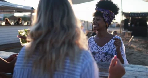 Multiracial girls having fun dancing together outdoor at beach party Stock Footage 199234903
