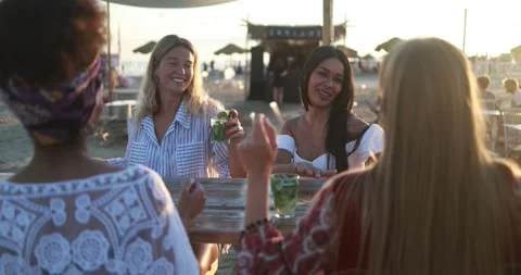Multiracial girls having fun dancing together outdoor at beach party Stock Footage 199235736