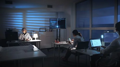 Multiracial group of electronics engineers making success in thier work Stock Footage 112879774