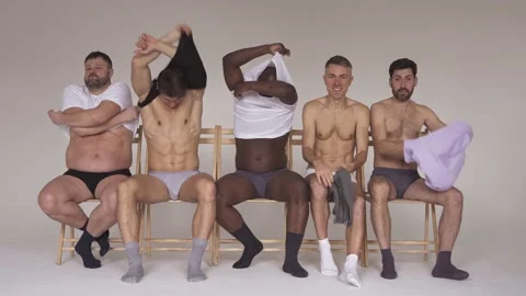 Multiracial group of men with diverse body shapes Stock Footage 167841935