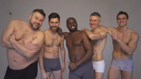 Multiracial group of men with diverse body shapes Stock Footage 167851010