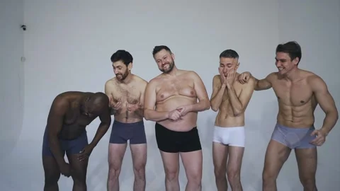 Multiracial group of men with diverse body shapes Stock Footage 167851214