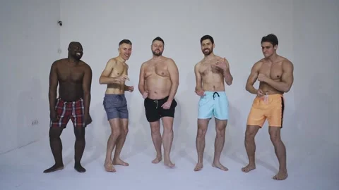 Multiracial group of men with diverse body shapes Stock Footage 167851411