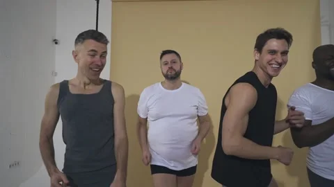 Multiracial group of men with diverse body shapes Stock Footage 167853193