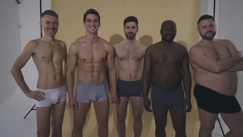 Multiracial group of men with diverse body shapes Stock Footage 167853325