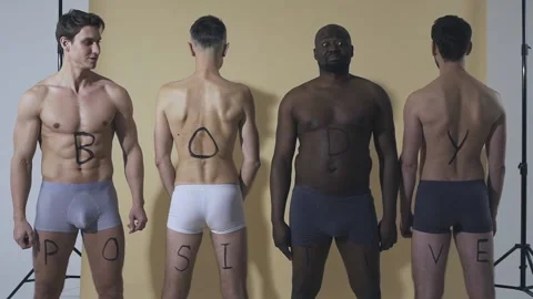 Multiracial group of men with diverse body shapes Stock Footage 167853374