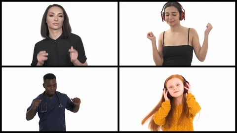 Multiracial group of people of different age dancing. Happy moments concept. Stock Footage 128826772