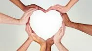 Multiracial Hands Making A Heart. Loopable From F111 To F338. Luma Matte. Stock Footage