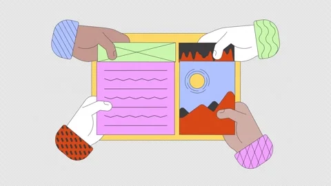 Multiracial hands replacing elements of web site 2D animation Stock Footage 300349651