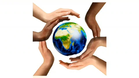 Multiracial Hands Surrounding the Earth Globe Stock Footage 652651