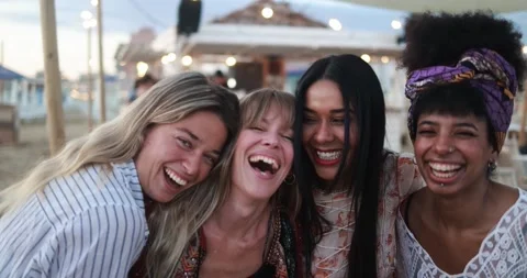 Multiracial happy friends having fun outdoor at beach party Stock Footage 199236167