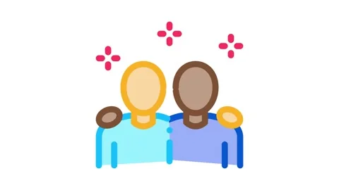 Multiracial human friends Icon Animation Stock Footage 145276595