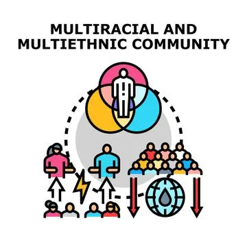 Multiracial multiethnic community group diversity global society concept Stock Illustration