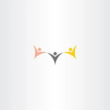 Multiracial people hold hand vector icon logo Stock Illustration