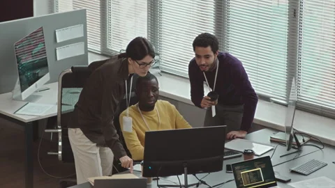 Multiracial Programmers Coworking in Office Stock-Footage 247622350