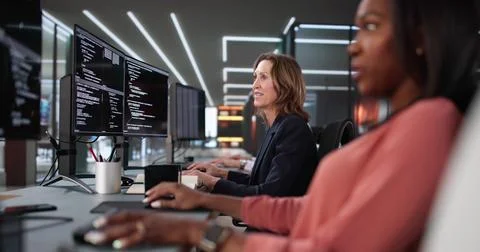 Multiracial Programmers Using Agile Methodology Developing Software Stock Photos