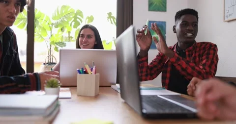 Multiracial students studying together - School concept Stock Footage 164378043