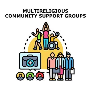 Multireligious community support groups vector concept Stock Illustration