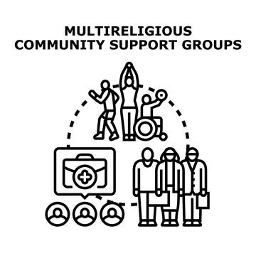 Multireligious community support groups vector concept Stock Illustration