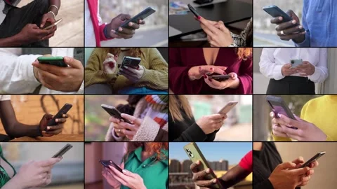 Multiscreen on communication, people, devices. People using smartphone Stock-Footage 219417549