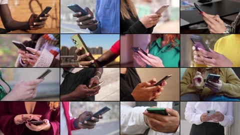 Multiscreen on communication, people, devices. People using smartphone Stock Footage 219417818