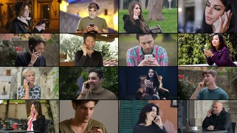 Multiscreen on communication,devices,people.People using smartphones Stock Footage 109263175