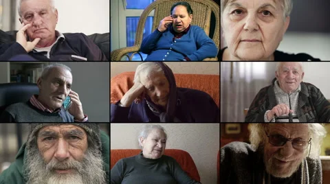 Multiscreen of different kind of senior people Stock Footage 63420730