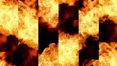 Multiscreen fire. Hot flames multiplied on different screens. Seamless loop. Stock Footage 240281578
