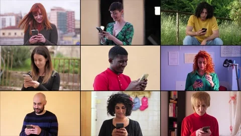 Multiscreen footage of people using smartphone 스톡 동영상 219465465