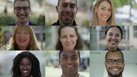 Multiscreen of happy multiethnic citizens Video stock 115943728