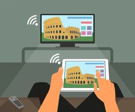 Multiscreen interaction. Stock-Illustration