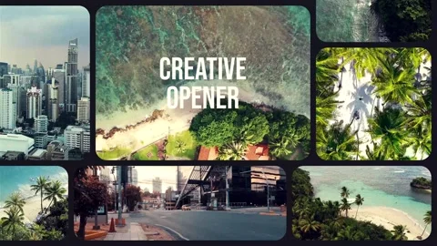 Multiscreen Opener Intro Split Collage Slideshow After Effects stock