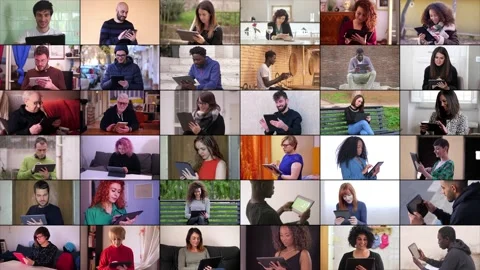 Multiscreen of people use the tablet pc for work or leisure Stock-Footage 219954202