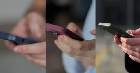 Multiscreen on people using smartphone in everyday life. Stock Footage 303411322