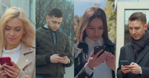Multiscreen on people using smartphone in everyday life. Nomophobia - People Stock Photos
