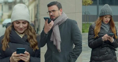 Multiscreen on people using smartphone in everyday life. Nomophobia - People Stock Photos