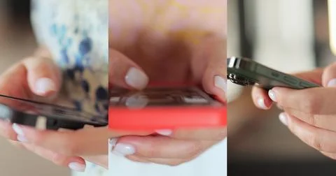 Multiscreen on people using smartphone in everyday life. People using the mobile 스톡 사진